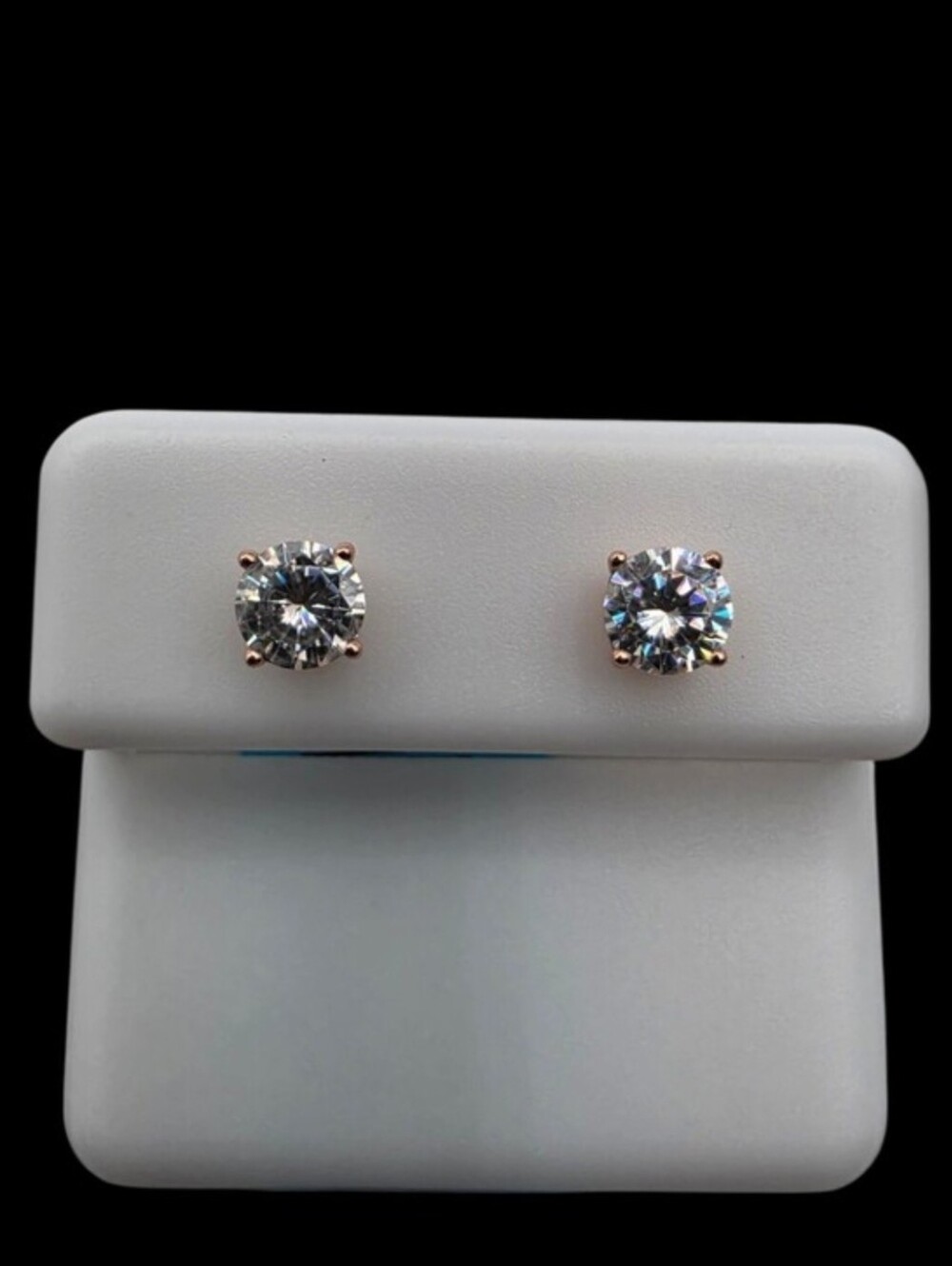0.85 CTW Moissanite Stud Earrings Rose Gold Overlay 925 Sterling Silver